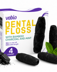 Dental Floss with Bamboo Charcoal and Mint 4 Pack (30m Each, Total 120m)