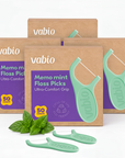 Memo Dental Floss Picks, 4 Pack (50 Count Each, Total 200), Mint Flavored
