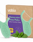 Memo Dental Floss Picks, 2 Pack (50 Count Each, Total 100), Mint Flavored