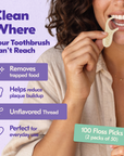 Memo Dental Floss Picks, 2 Pack (50 Count Each, Total 100), No Flavored