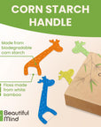 Dental Floss Picks for Kids 75 Pack - Unflavored, No Fluoride Oral Tooth Flossers - Biodegradable Flossing Sticks with Charcoal Thread - Giraffe Toothpick 