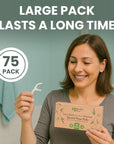 Natural Dental Floss Picks 75 Pack –  Biodegradable Floss Sticks with Strong Bamboo Charcoal Thread & Vegan Cornstarch Handle
