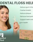 Natural Dental Floss Picks 75 Pack –  Biodegradable Floss Sticks with Strong Bamboo Charcoal Thread & Vegan Cornstarch Handle