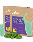 Memo Dental Floss Picks, 2 Pack (50 Count Each, Total 100), Mint Flavored