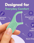 Memo Dental Floss Picks, 2 Pack (50 Count Each, Total 100), Mint Flavored